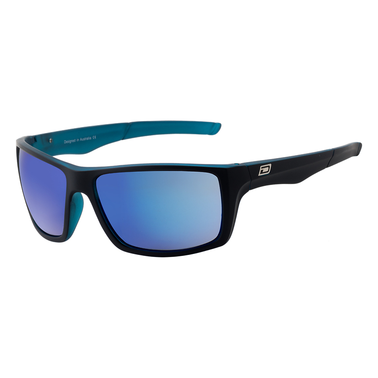 Dirty Dog Primp Satin Black X-Tal Blue, Grey/Blue Mirror Polarised Sunglasses