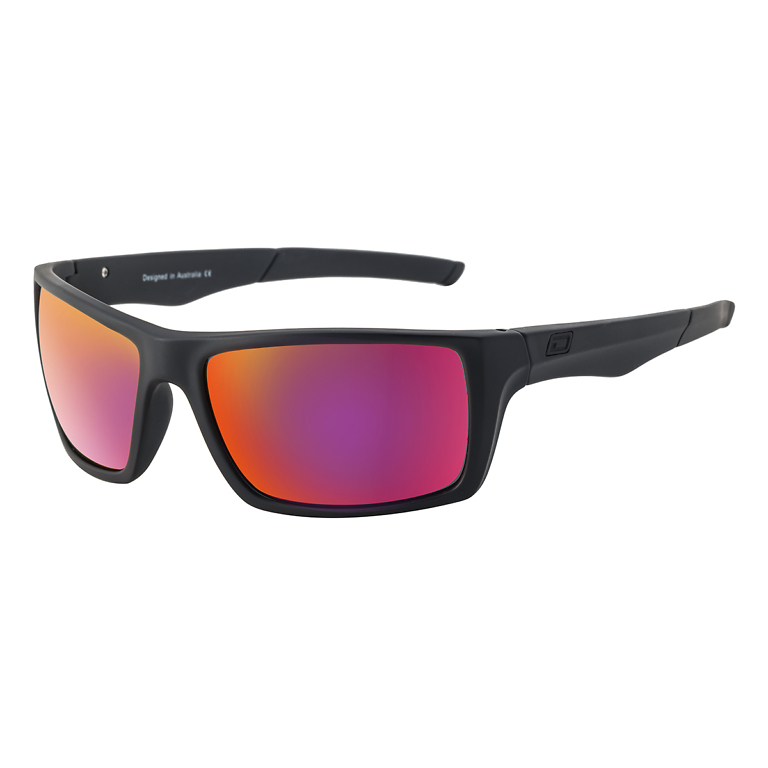 Dirty Dog Primp Satin Black, Grey/Red Mirror Polarised Sunglasses