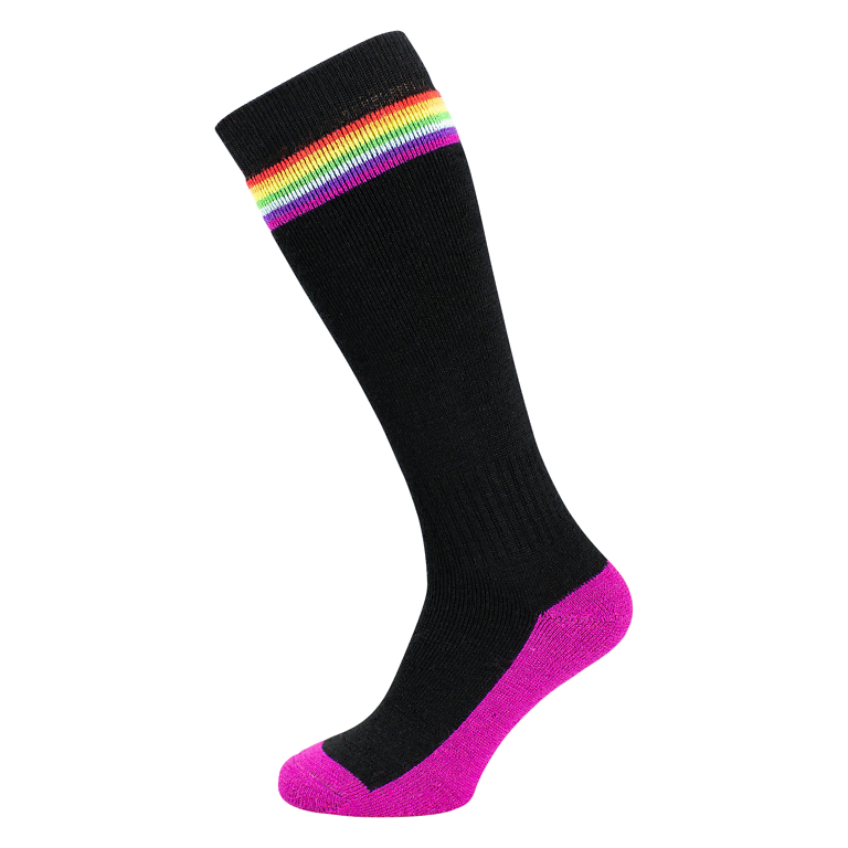 Manbi Black Multi-Stripe Performance Ski Sock