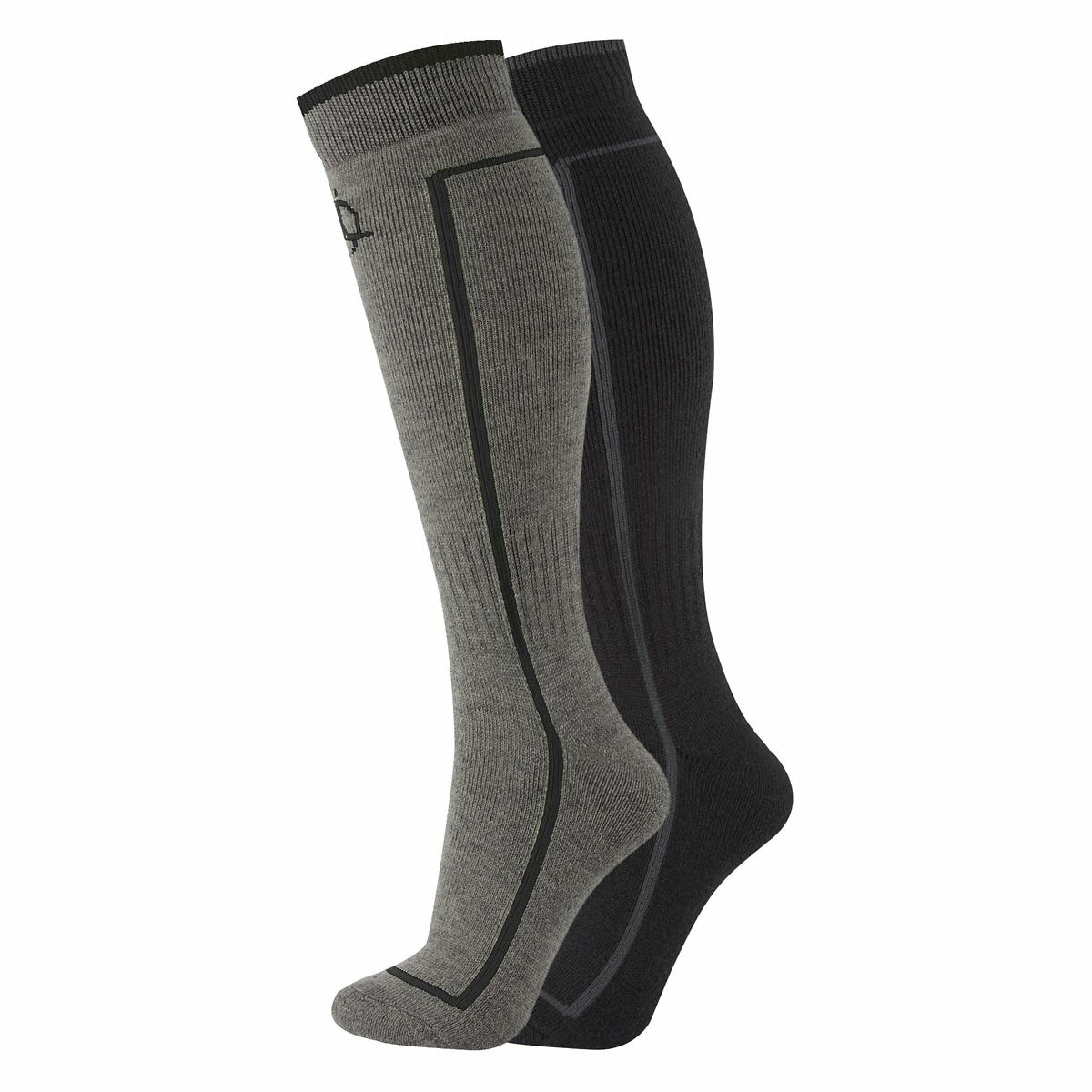 Manbi Black/Rock Performance Ski Sock 2pk